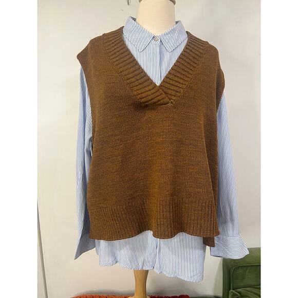 Womens Nasty Gal Minimalist Oversized Sweater Vest V Neck Tunic Long Pullover S - Picture 3 of 8